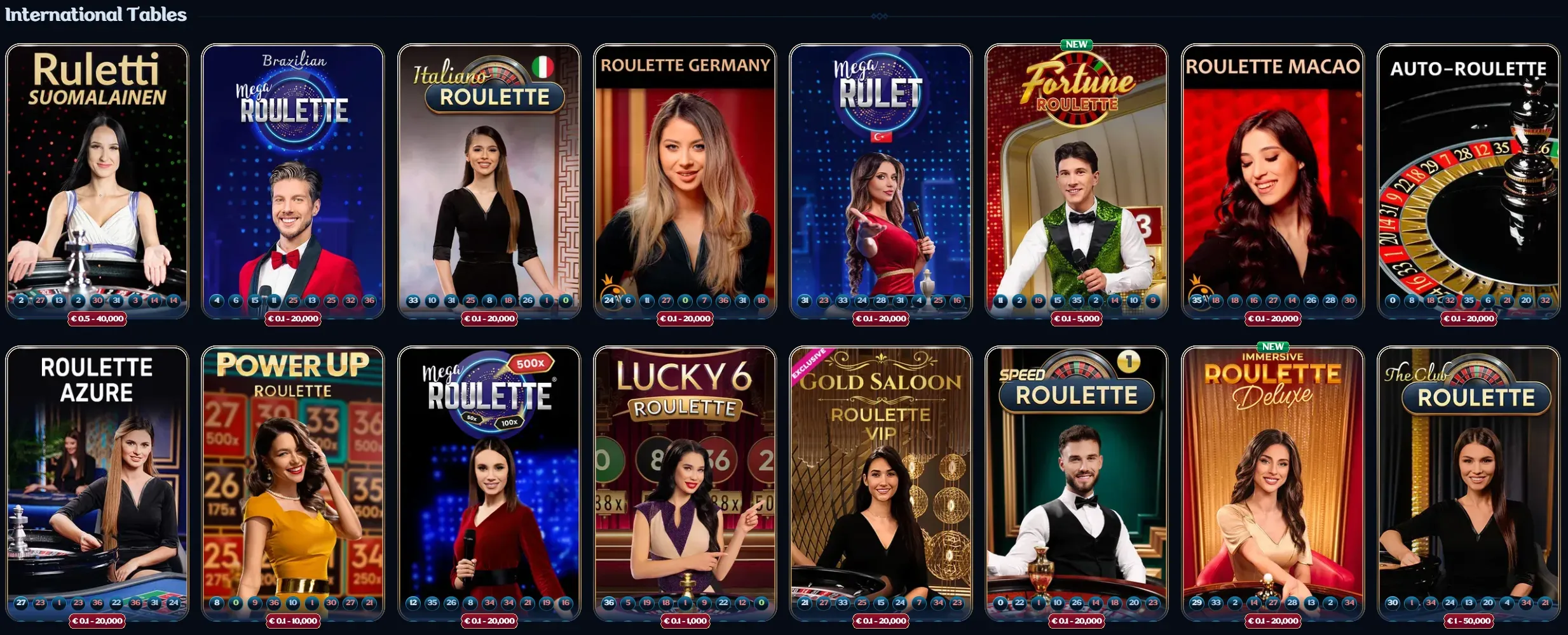 tables internationales du casino Millioner